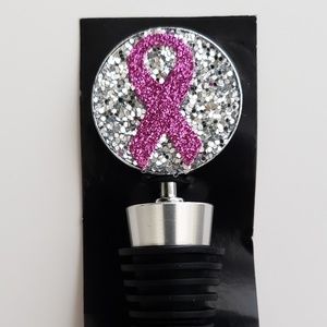 GLITTER BREAST CANCER WINE STOPPER